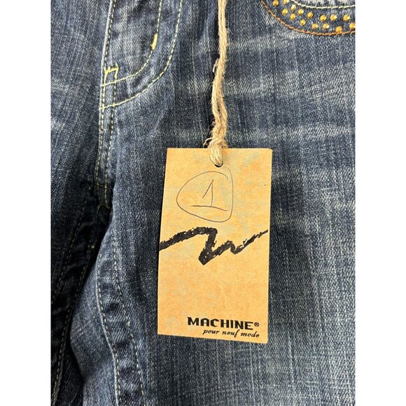 Machine Blue Jeans Bootcut Mid Rise Juniors Size 1 Embellished Pockets New - Picture 5 of 7